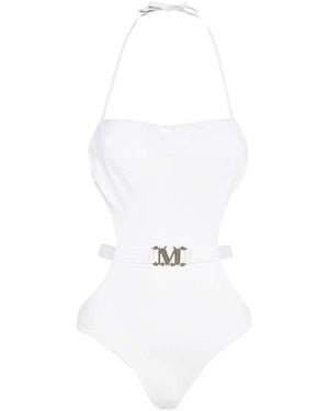 Max Mara Bañador con placa del logo - Blanco
