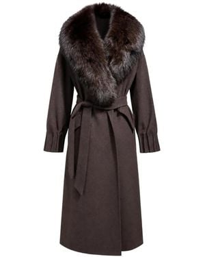 Poche Paris Manteau À Col En Fourrure Artificielle - Black
