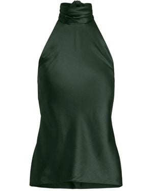 Ralph Lauren Chilton High-Neck Tie-Neck Top - Green