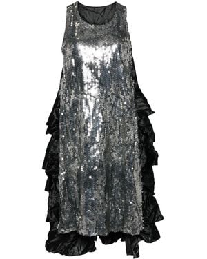 COMME DES GARÇON BLACK スパンコールトリム ラッフル ドレス - グレー