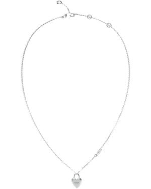 Guess Heart-Lock Necklace - White