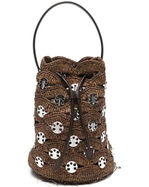 Rabanne Logo-Embossed Bucket Bag - White