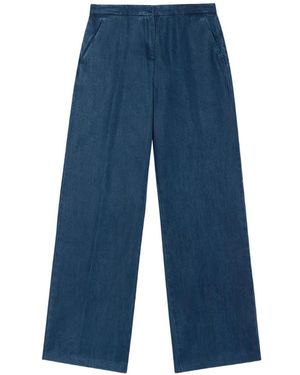 Brooks Brothers Wide-Leg Twill Trousers - Blue