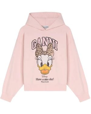 Ganni X Disney Graphic Cropped Hoodie - Pink