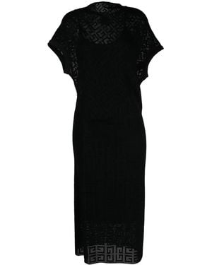 Givenchy 4G Jacquard Draped Midi Dress - Black