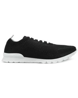 Kiton Mesh-Knit Lace-Up Sneakers - Black