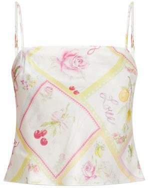 LoveShackFancy Caraco Cabi À Fleurs - Blanc