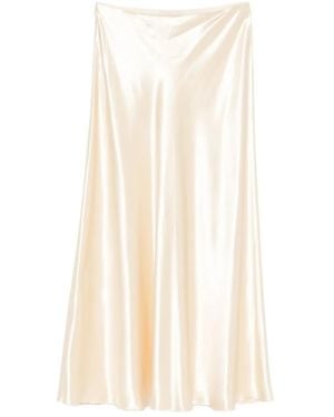 Alberta Ferretti Satin Midi Skirt - White