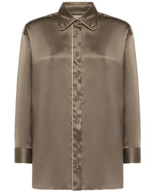 Pierre Louis Mascia Mutka Piping-Detail Silk Shirt - Brown