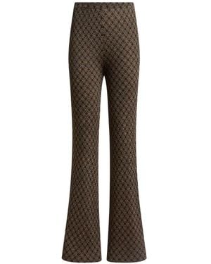 Etro Fit-And-Flare Jacquard Pants With Micro Diamond Motif - Brown