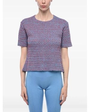 Jil Sander Haut En Maille Ajourée À Manches Courtes - Purple