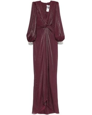 Nissa Twist-Detail Chiffon Maxi Dress - Purple