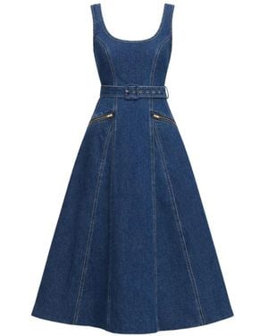 slim fit dress slacks Self-Portrait Denim Flared Mini Dress main image 1