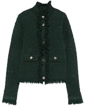 Liu Jo Gerüschter Cardigan Aus Bouclé-Strick - Grün