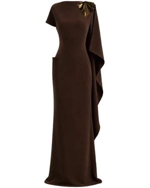 Gemy Maalouf Asymmetric Cape Dress - Brown
