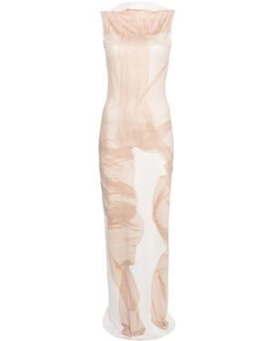 Acne Studios X Katerina Jebb Neutral Abstract-Print Dress - Brown