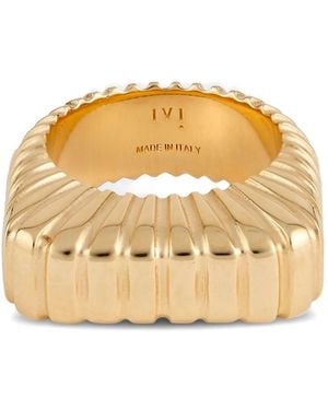 Ivi Gaia Ribbed Signet Ring - Metallic