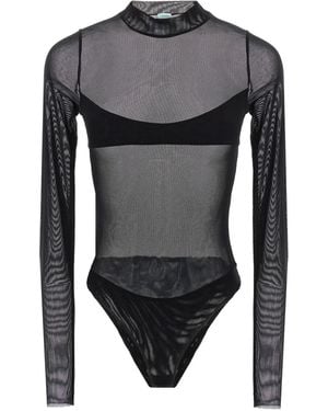 NOT AFTER TEN Long-Sleeve Semi-Sheer Bodysuit - Grey