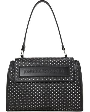 Karl Lagerfeld Ikon K/Stud-Embellished Top-Handle Bag - Black