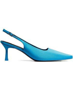 12 STOREEZ 60Mm Silk Slingback Court Shoes - Blue