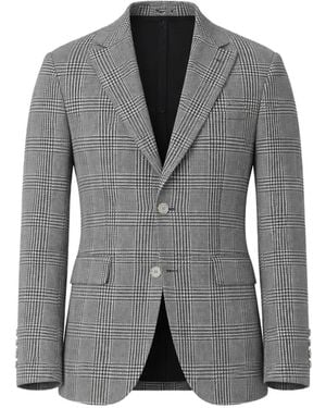 Brunello Cucinelli Checked Single-Breasted Jacket - Gray