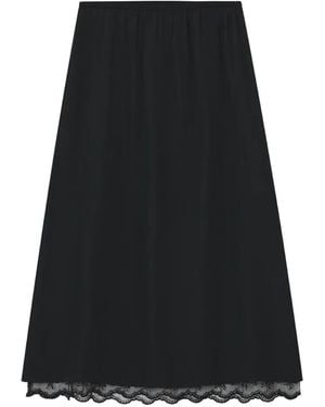 Simone Rocha Falda Midi Negligee Con Ribete De Encaje - Negro