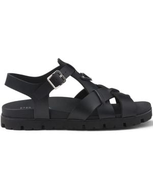 Prada Sandalen Mit Überkreuzten Riemen - Schwarz