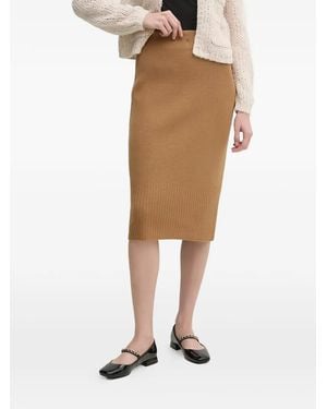 Sisley Ribbed-Knit Midi Skirt - Natural