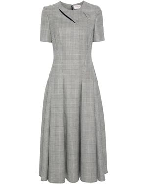 McQueen Midikleid Mit Prince-Of-Wales-Karo - Grau