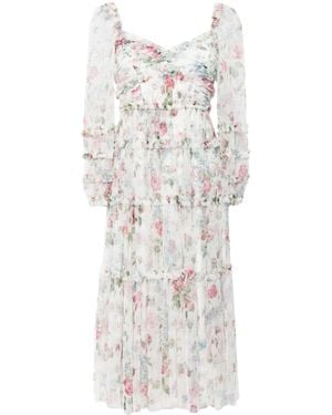 Needle & Thread Floral Fantasy Midi Dress - White