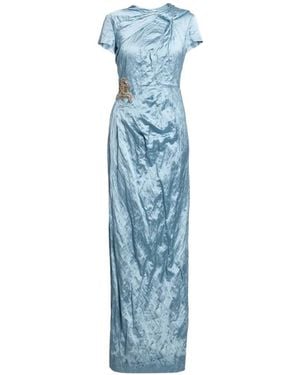 Erdem Embroidered Draped Gown - Blue
