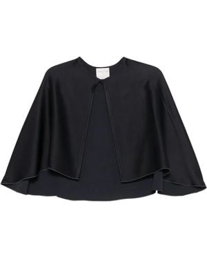 forte_forte Satin-Finish Cape-Style Shirt - Black