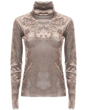 D.exterior Velvet-Effect Roll-Neck Jumper - Natural