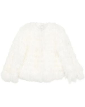 Ermanno Scervino Round-Neck Faux-Fur Jacket - White