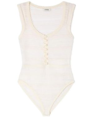 Sandro Body Con Botones De Perlas - Blanco