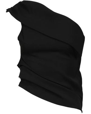 BOHEMSEO One-Shoulder Asymmetric Blouse - Black