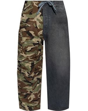 Balenciaga Two-tone Mismatched Cotton Trousers - Grey