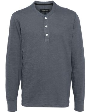 Rag & Bone Classic Flame Henley Polo Shirt - Blue