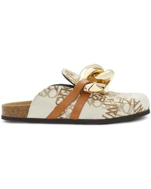 JW Anderson Chain Logo Grid Mules - White