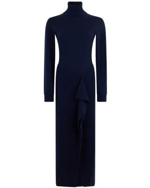 P.A.R.O.S.H. Ruffled Roll-Neck Maxi Dress - Blue