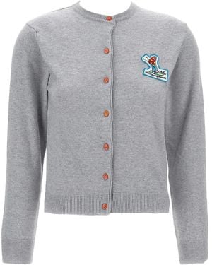 ALESSANDRO ENRIQUEZ Logo-Patch Cardigan - Grey