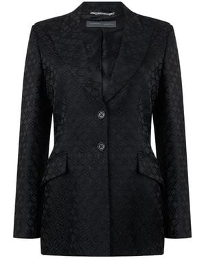 Alberta Ferretti Jacquard-Pattern Lapel-Collar Blazer - Black