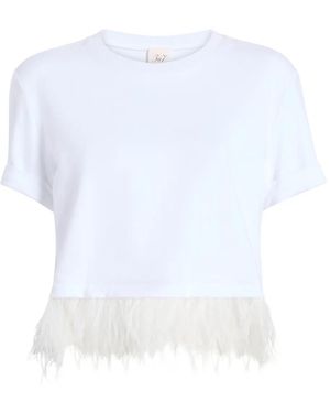 Cinq À Sept Short-Sleeve Feather Tee - White