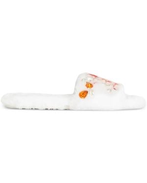 Dolce & Gabbana Slippers Planos De Pelo Artificial - Blanco