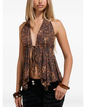 Juicy Couture Leopard-Print Halterneck Top - Brown