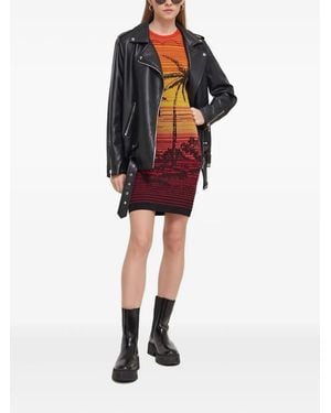 Desigual Palm-Tree Ombré Mini Dress - Red