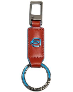 Piquadro Carabiner-Detail Leather Keyring - White