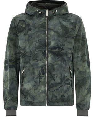 Moorer Windbreaker Hooded Patterned Jacket - Green
