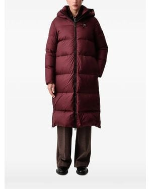 Blauer Cappotto Celia Trapuntato Con Cappuccio - Rosso