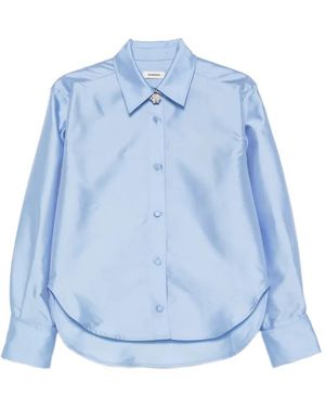 Sandro Jewellery Detail Satin Shirt - Blue